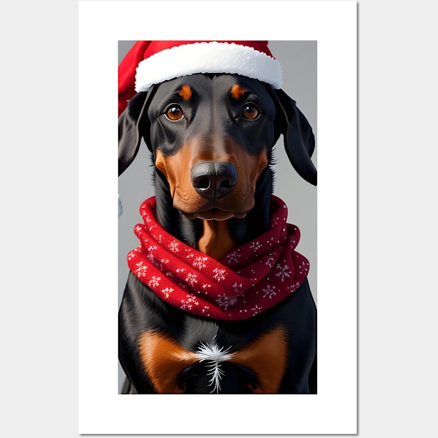 Christmas Doberman puppy gift Wall Art by colorful444